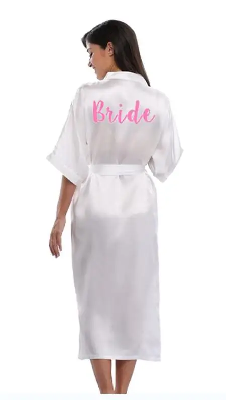 2019 длинное кимоно для невесты Шелковый Атласный халат халаты кружевной женский