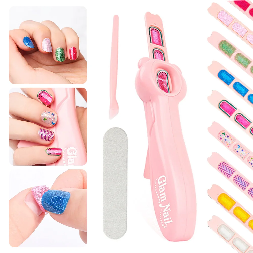 

Kids Manicure Set Nail DIY Manicure Machine Pretend Play Press Nail Machine Nail Stamper Kit Toy Gift for Little Girls