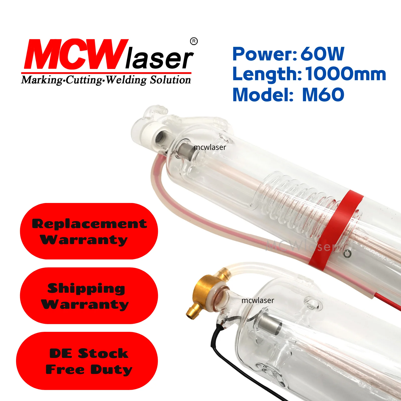 MCWlaser 60W 80W CO2 Laser Tube For CO2 Laser Engraving Cutting Machine Shipping From Europe & duty free