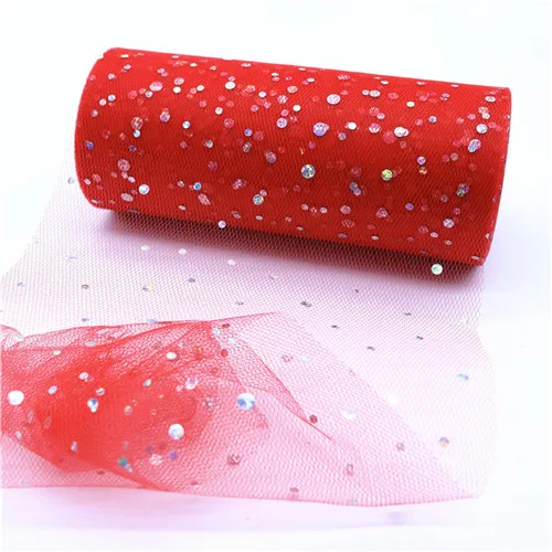red 15 см 25 ярдов лазерные блестки органза рулонные Тюлевая Ткань DIY Baby Shower свадебное украшение на День Благодарения домашнее украшение для вечеринки в день рождения - Цвет: red