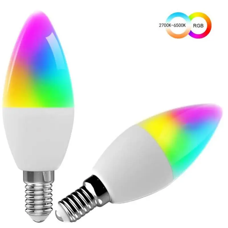 

Умная Светодиодная лампа Tuya E14, приглушаемая лампа RGB с Wi-Fi, 5 Вт, работает с Alexa Echo и Google Home Assistant, 1 шт.