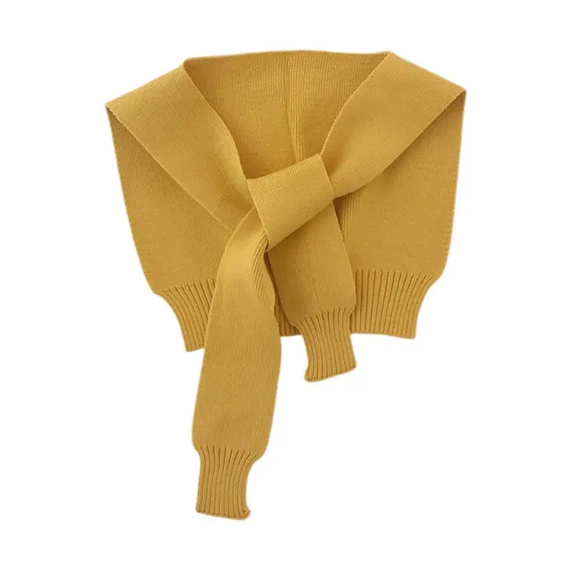 

Children Boys Girls Knit False Collar Scarf Sweet Candy Color Student Fake Shawl Cape Shoulder with Sleeves Winter Neck Warmer