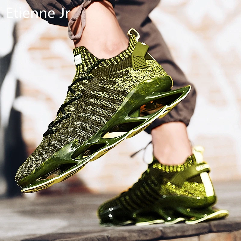 

Etienne Jr Men Spring Blade Sneakers Breathable Mesh Casual Sports Shoes Fashion Soft Sole Travel Shoes Sewing Thread Gym Shoes