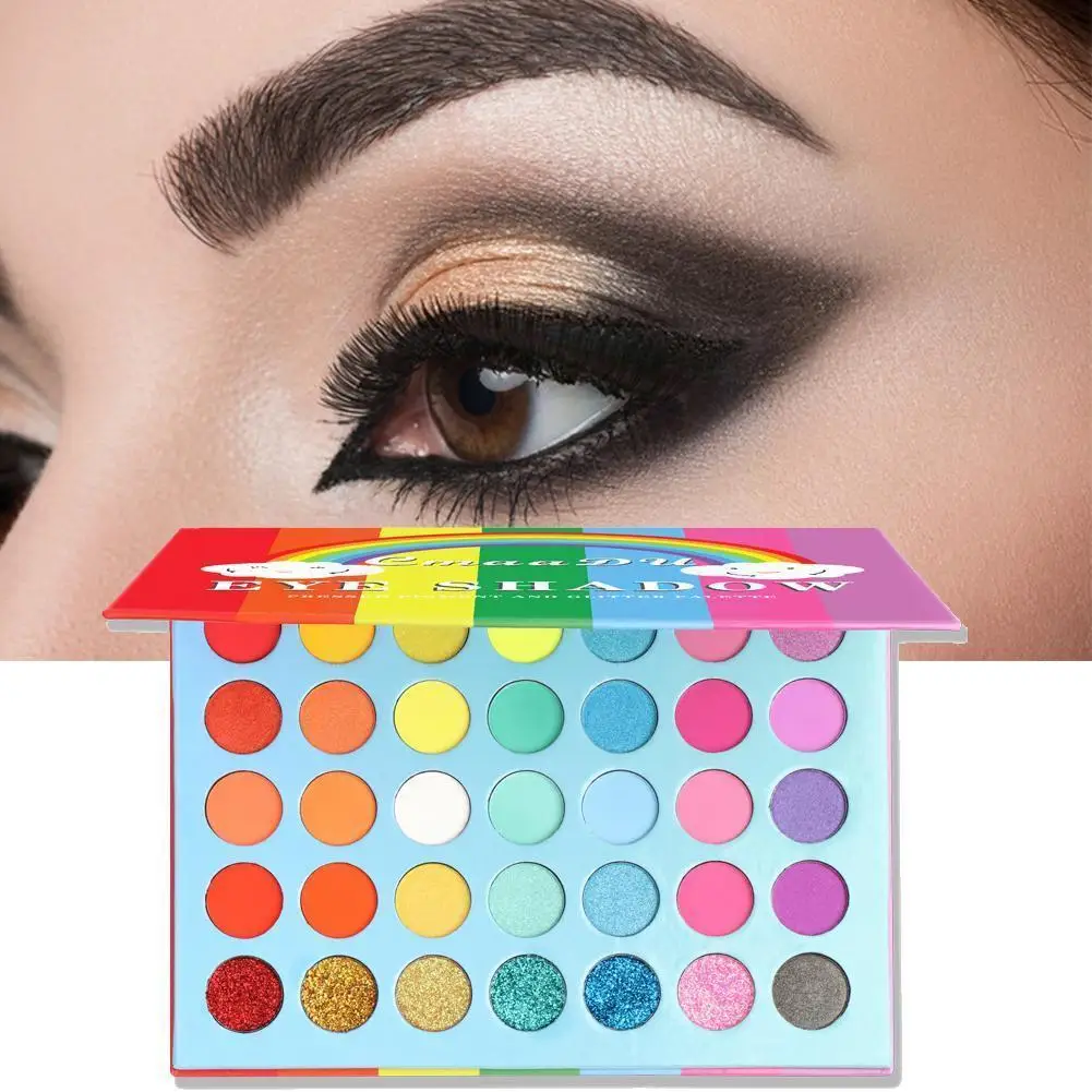 

35 Colors Rainbow Neon Eyeshadow Pallete Colorful Eye Shadow Pallete Makeup High Waterproof Lasting Pigment Eyeshadow Long M4y8