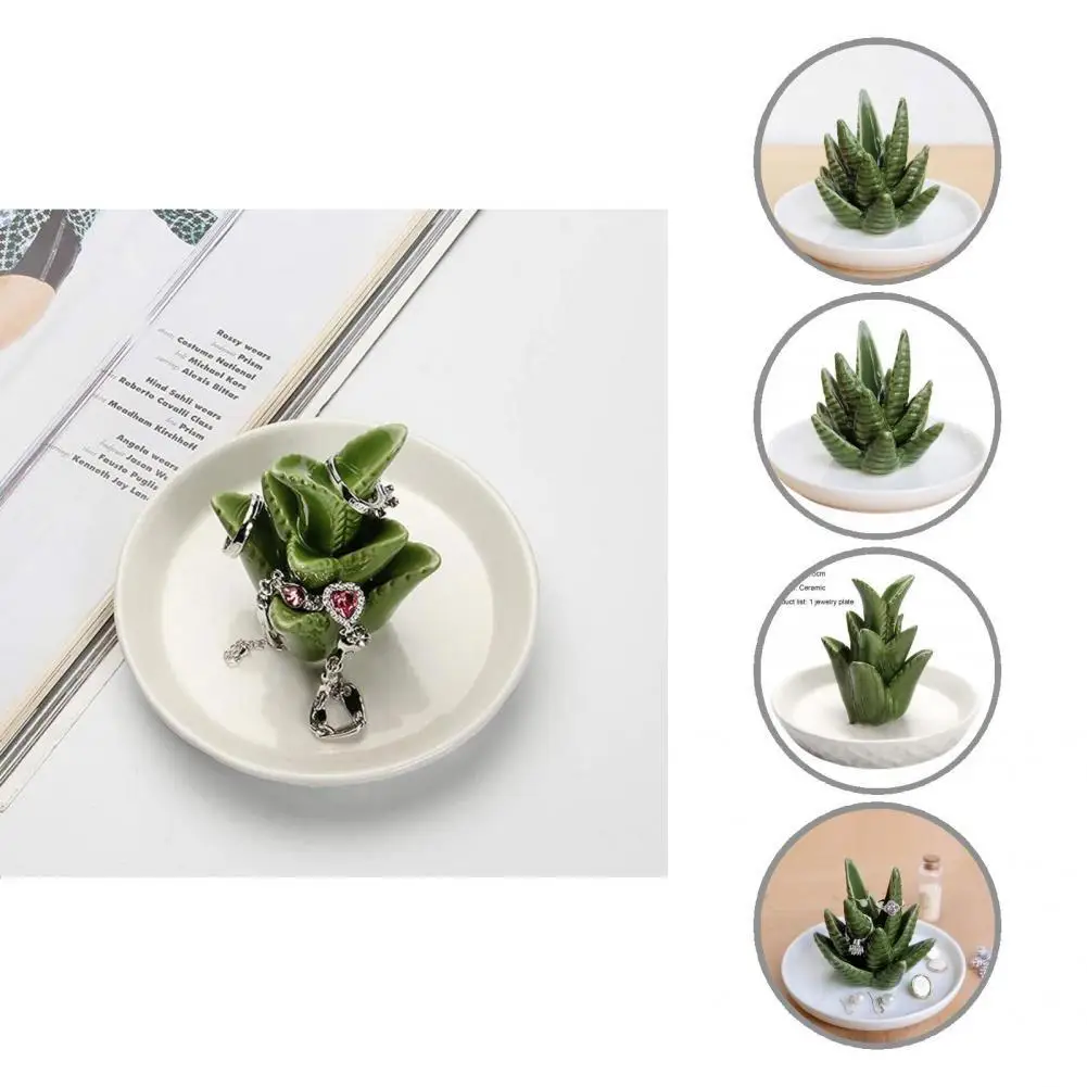 

Jewelry Dish Aloe Shape Rack Sturdy Round Adorable Trinket Stand Storage Tray Jewelry Storage Tray Ring Holder Dish