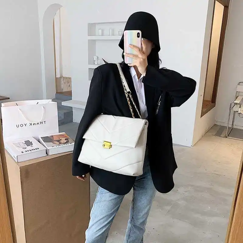 

Large Capacity Crossbody Bag for Women 2021 Branded Designer Handbags and Purses Vintage Chain Shoulder Bags Pu Leather