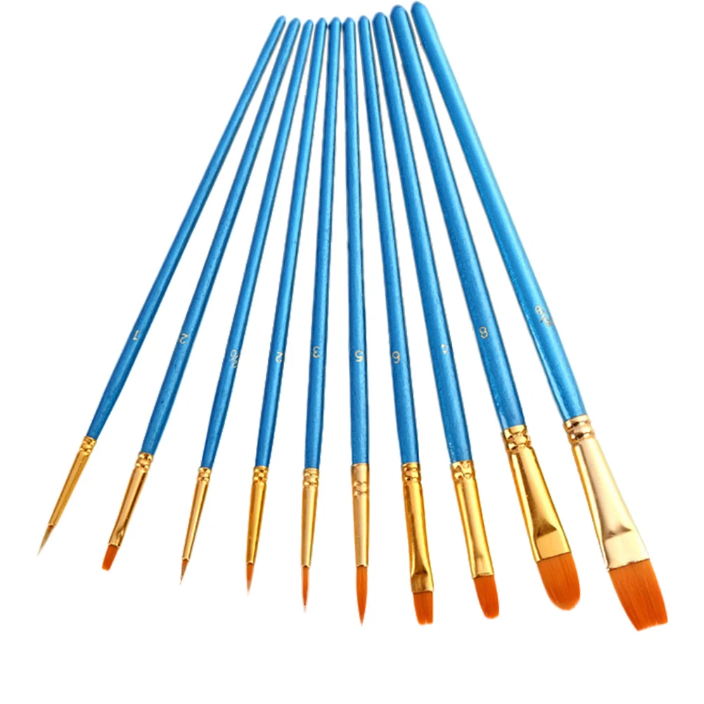 

1 Set 10 Styles Nail Art Line Flower Painting Coating Shaping Flat Fan Angle Brush Acrylic UV Extension Builder Drawing Pen