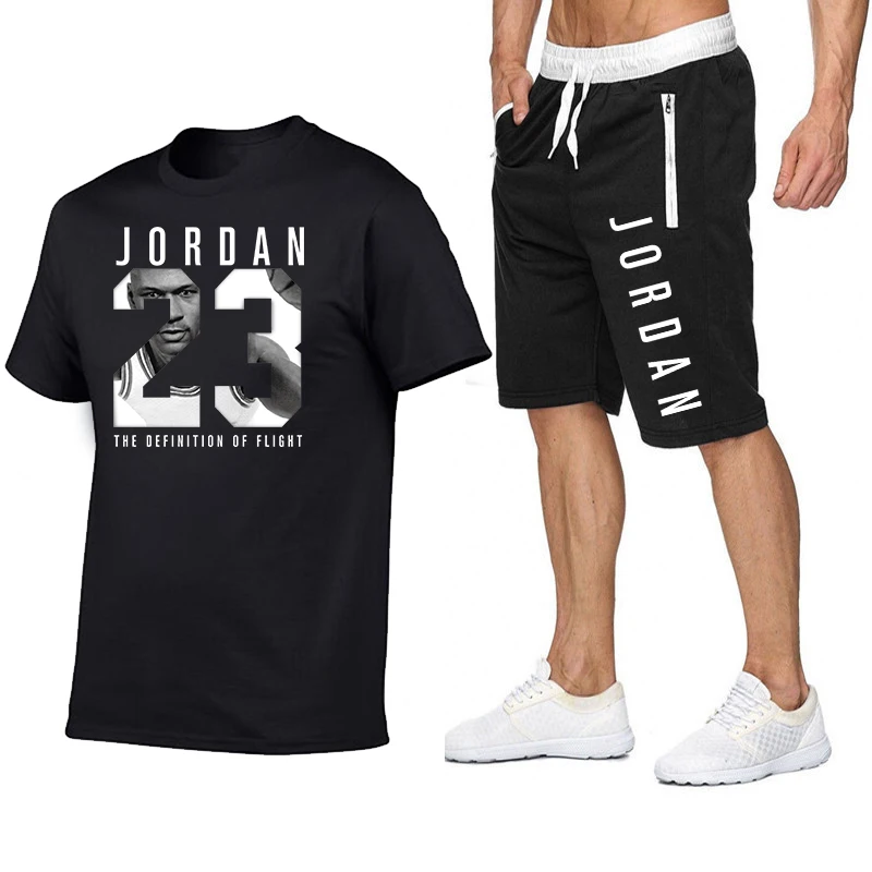 Летний мужской и женский модный тренд Jordan 23 повседневный костюм Спортивная