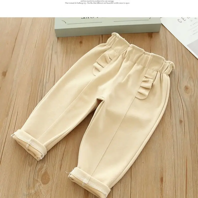 Брюки для девочек детская осенне-зимняя одежда однотонные детские брюки