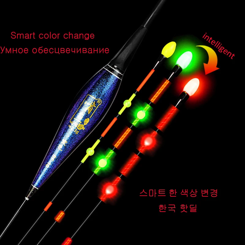 JiuYu Smart Led Fishing Float Highly Sensitive Fish Bite Remind Buoy Gravity Sensor Glowing Electric Night With CR425 Battery