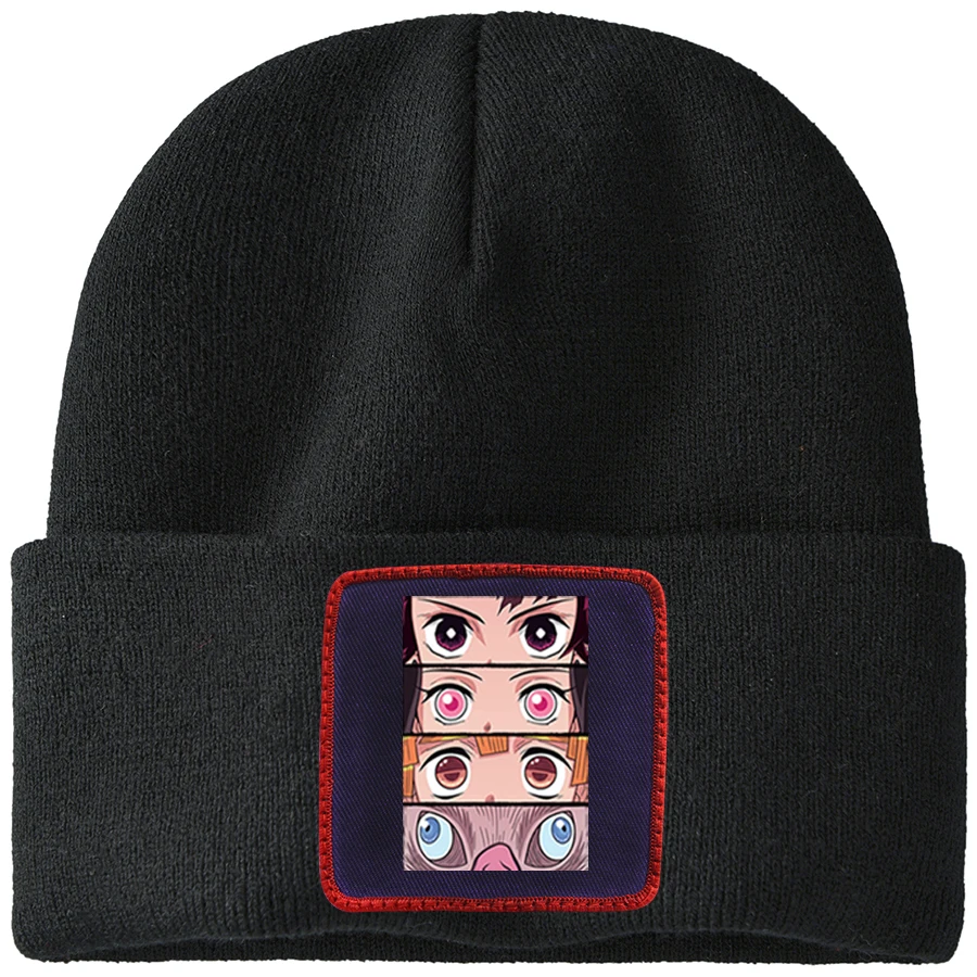 Япония Аниме демон Slayer смотреть в ваши шапочки с глазами вязаная шапка для женщин
