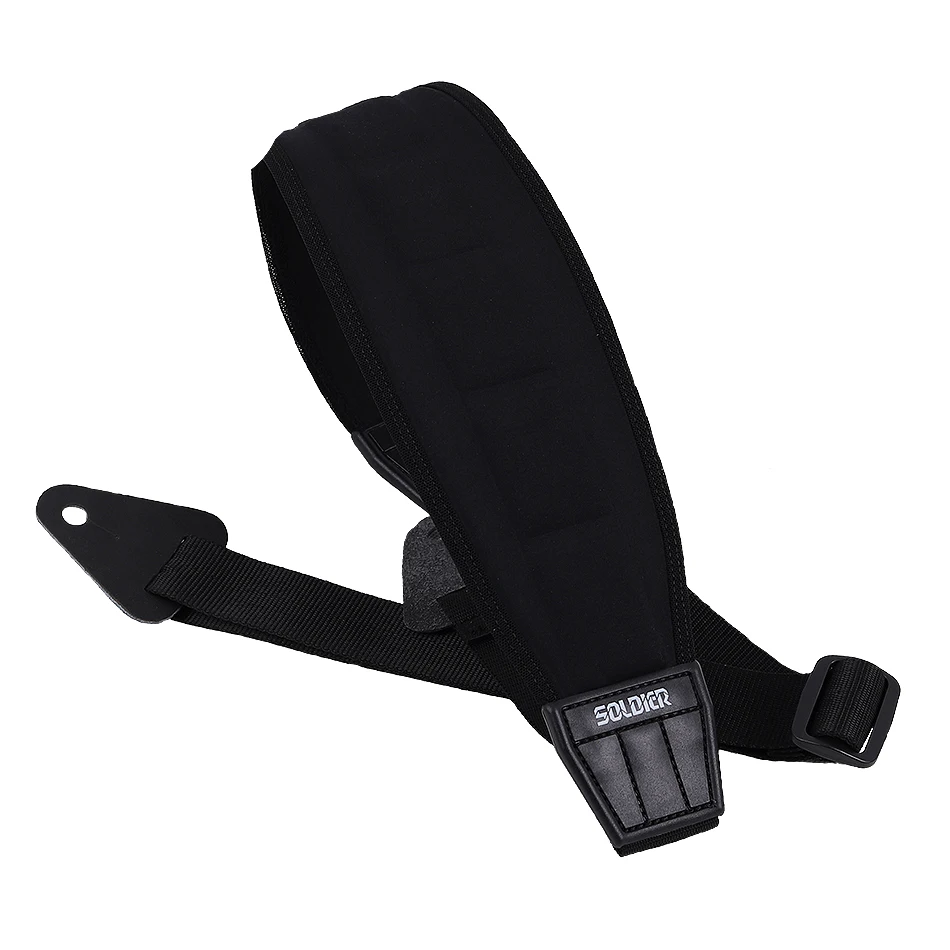 erweitern und verdicken schaum gummi schwarz akustische gitarre elektrische gitarre bass strap mit lederband ende verstellbaren gürtel free globa