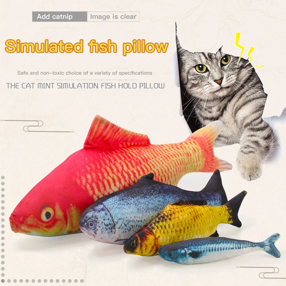 3D Рыба подарки плюшевый Кот Интерактивная игрушка для питомцев кошачья мягкая