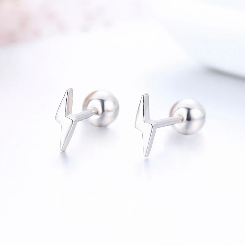 Cute Mini Small Lightning Screw Back Stud Earrings For Women Kids Girls Gold Color Piercing Jewelry Oorbellen Aros Orecchini | Украшения и