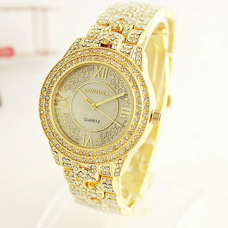 Женские часы CONTENA модные из нержавеющей стали с бриллиантами ЖЕНСКИЕ НАРЯДНЫЕ