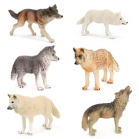 6pcs wolf figurines set plastic realistic wolf family action animal figures educational collection toys for kids christmas gift