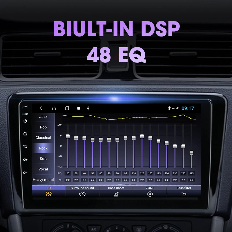 Автомобильный мультимедийный плеер JMCQ Android 9 0 4 Гб + 64 ГБ радио для VW Skoda Rapid Santana
