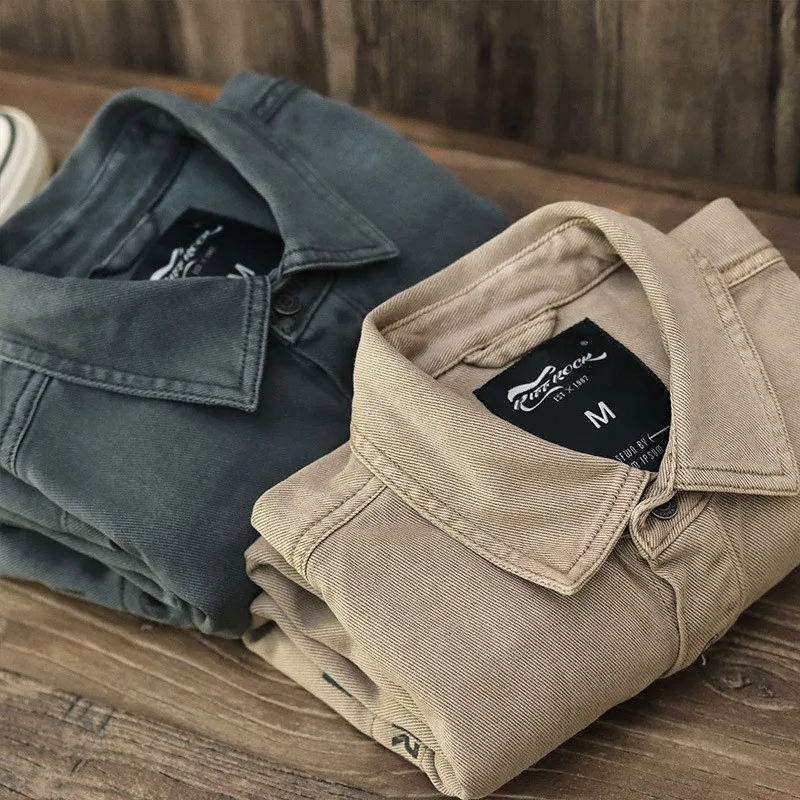 Мужская Утепленная рубашка-карго из хлопка с длинным рукавом | одежда
