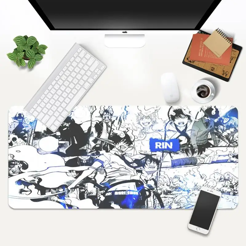 

Blue Exorcist pattern Gaming Player desk laptop Rubber Mouse Mat Animation Large Gamer Keyboard Desk Mat Takuo Tablet Mousepads