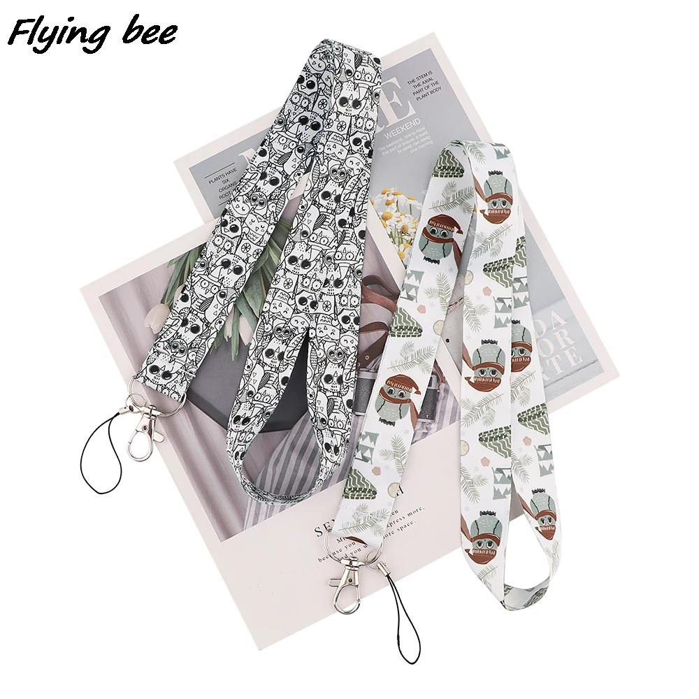 Flyingbee Cute Animal Owl Creative Lanyard Badge ID Lanyards Mobile Phone Rope Key Lanyard Neck Straps Accessories X2012