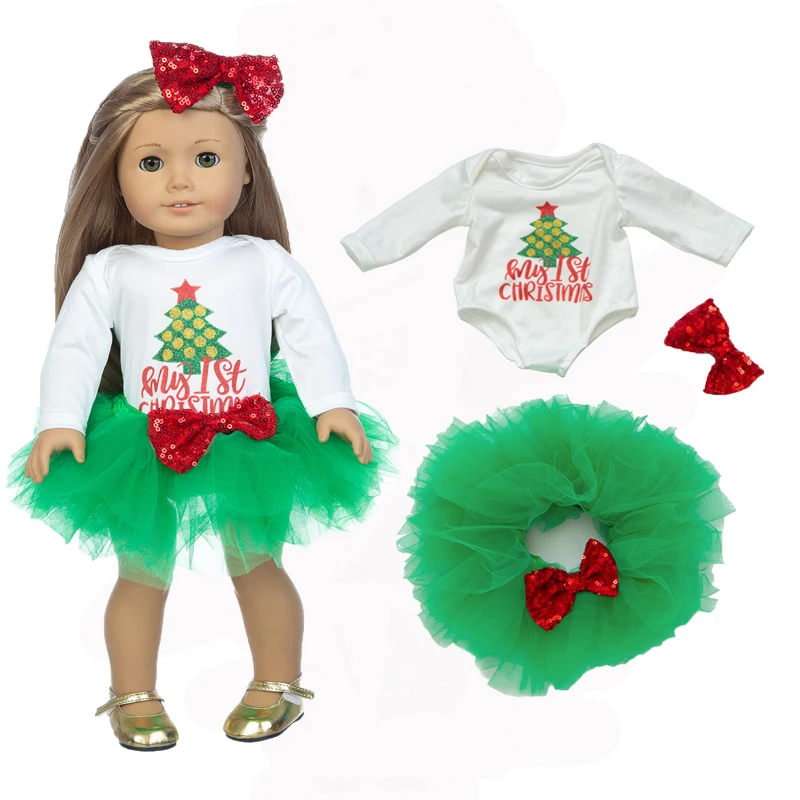 Green Christmas Veil Dress fits for American Girl 18 Inch american girl doll alexander doll clothes doll accessories best gift