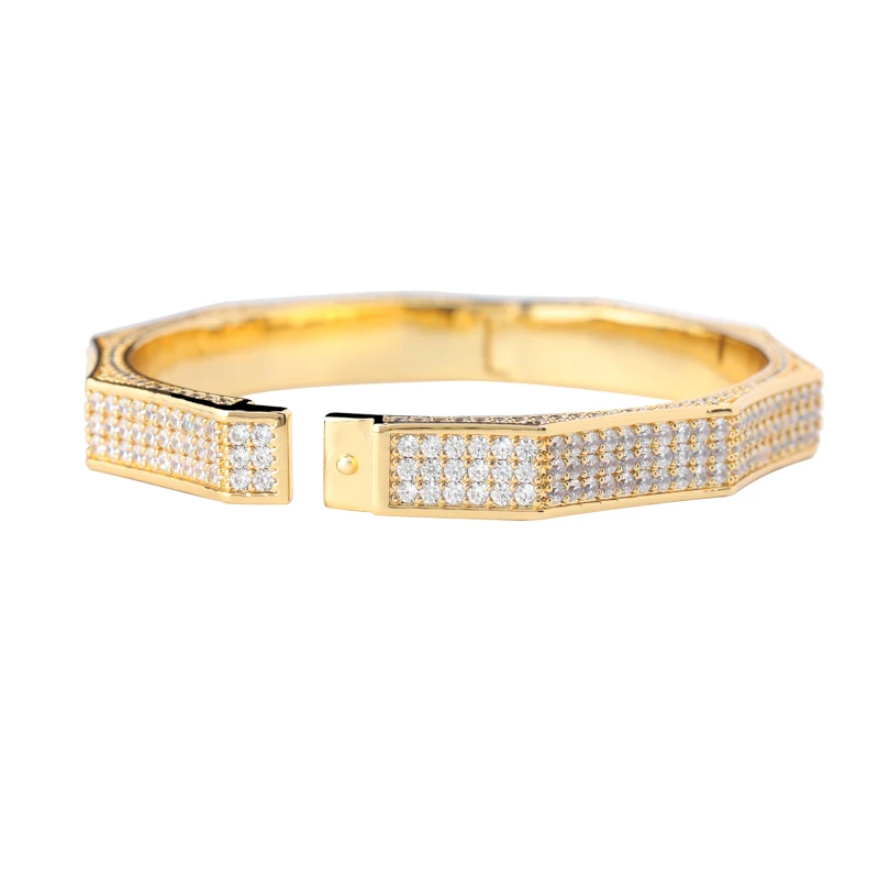 Фото TOPGRILLZ Роскошный Iced Out Bling кубический циркон розовое золото серебряный цвет многоугольник Браслет Микро Проложить CZ камень хип-хоп ювелирные изделия №4