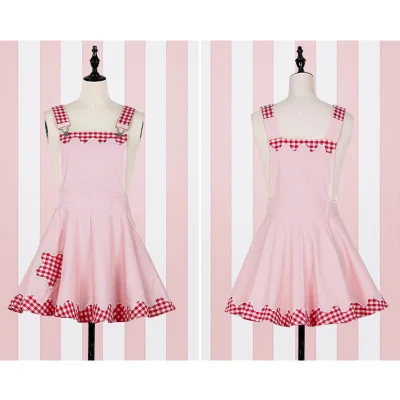 Pink skirt Новинка года; сезон весна; милое платье в японском студенческом стиле для девочек; кружевное платье в клетку для девочек; платье в стиле Лолиты - Цвет: Pink skirt