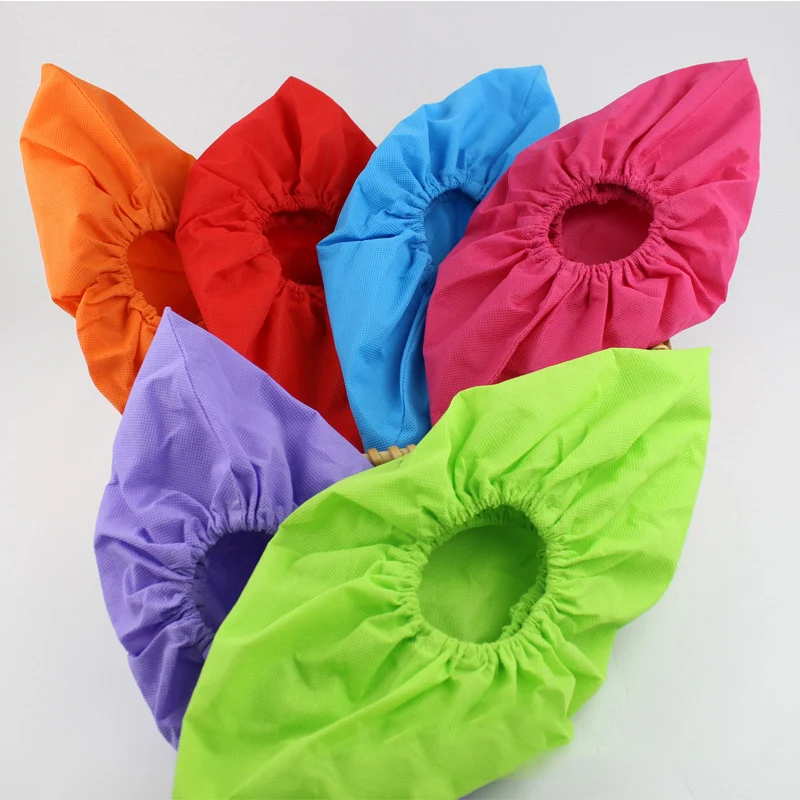 1Pair Thicken Reusable Elastic Shoe Cover Home Indoor Antiskid Overshoes Guests Family Students Non-woven Solid Color Feet | Обувь
