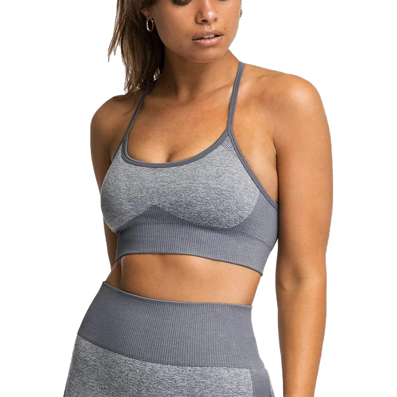 

CHRLEISURE Фитнес противоударный Йога бюстгальтер крест-накрест Для женщин бесшовные майка для занятий в спортивном зале купальник с пуш-ап эфф...