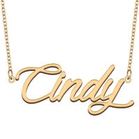 cindy name necklace for women stainless steel jewelry 18k gold plated nameplate pendant femme mother girlfriend gift