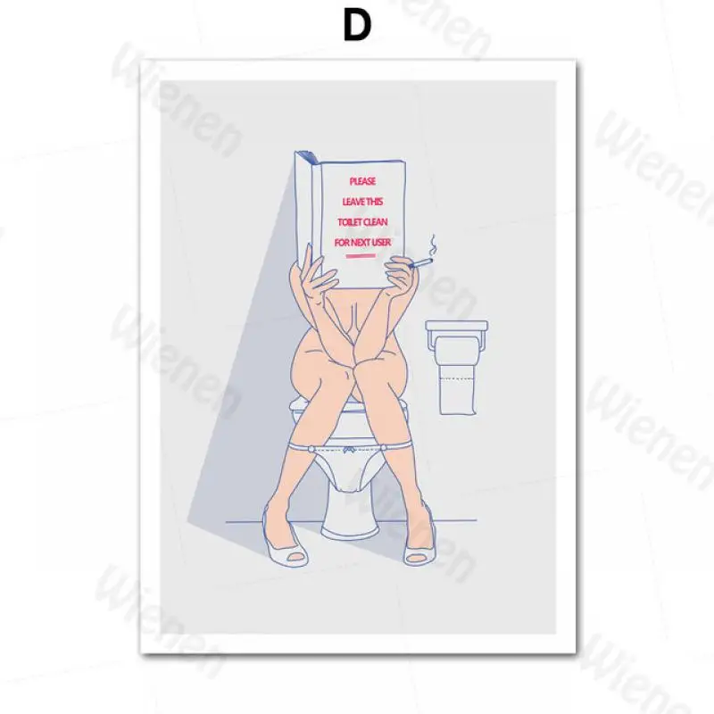 

Fashion Toilet Poster Sexy Woman Book Title Funny Wall Picture for Bathroom Home Decoration Mural Canvas Art Painting Prints