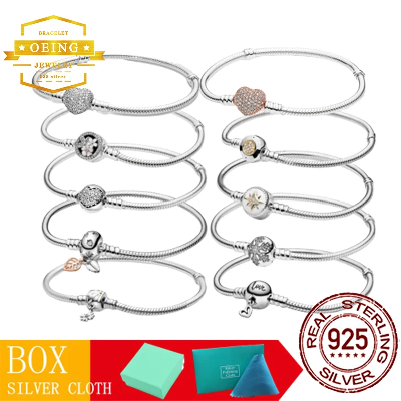 Браслеты VIP из стерлингового серебра 925 пробы с кристаллами сверкающее сердце