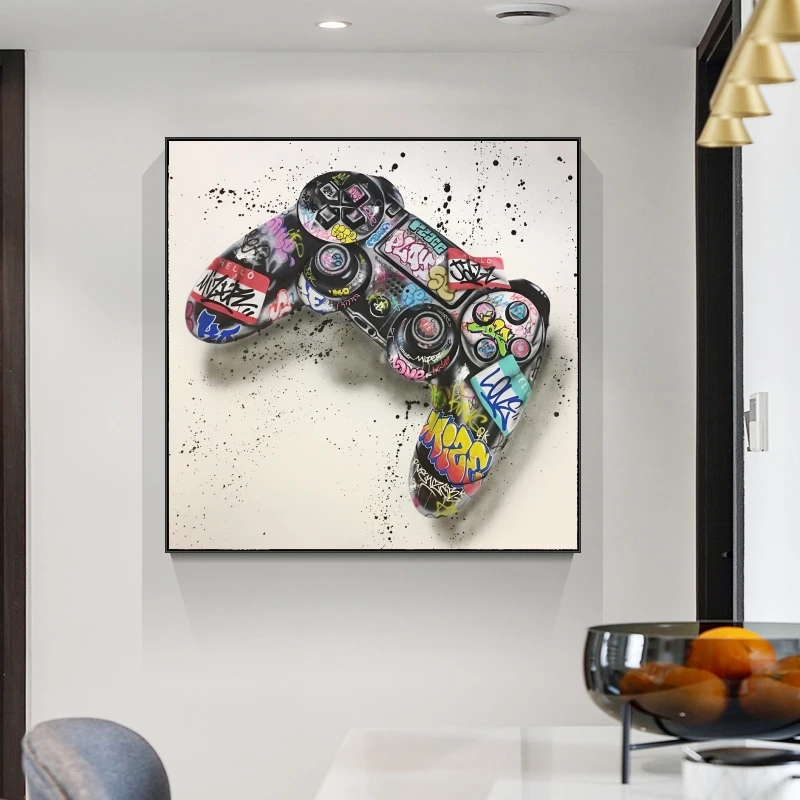

Graffiti Art Gamepad Canvas Art Posters and Print Abstract Game Handle Canvas Paintings on The Wall for Kid's Room Decor Picture
