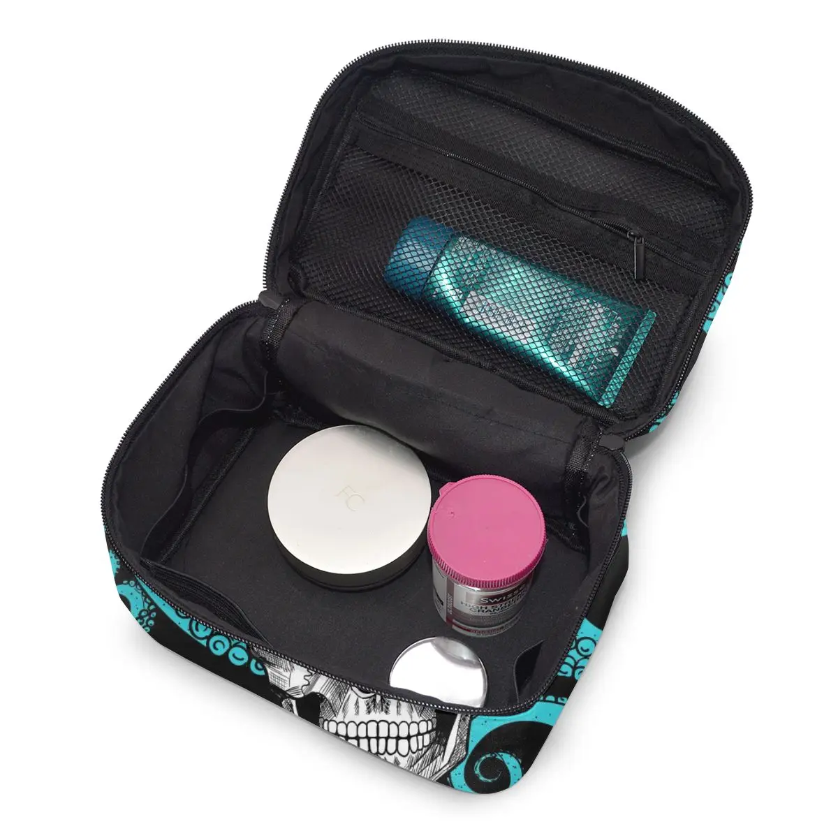 Дорожная косметичка модная дамская с белым черепом и осьминог сумки для хранения