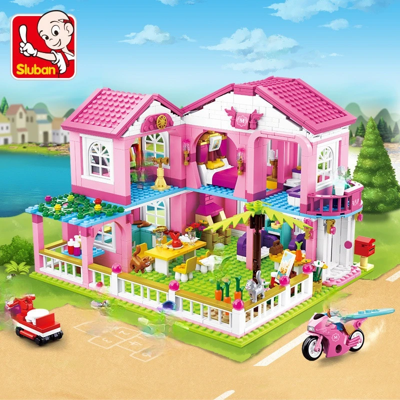 

City House Big Garden Villa Castle Yacht Building Blocks Sets Friends Princess Figures Creator Bricks Educational Toys For Girls