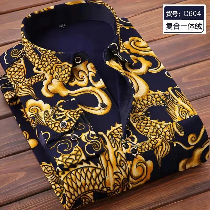 2022 winter Men's fashion smart casual striped long Sleeve Shirts,autumn men thicken Shirt Slim Fit Shirt Male full size M-4XL