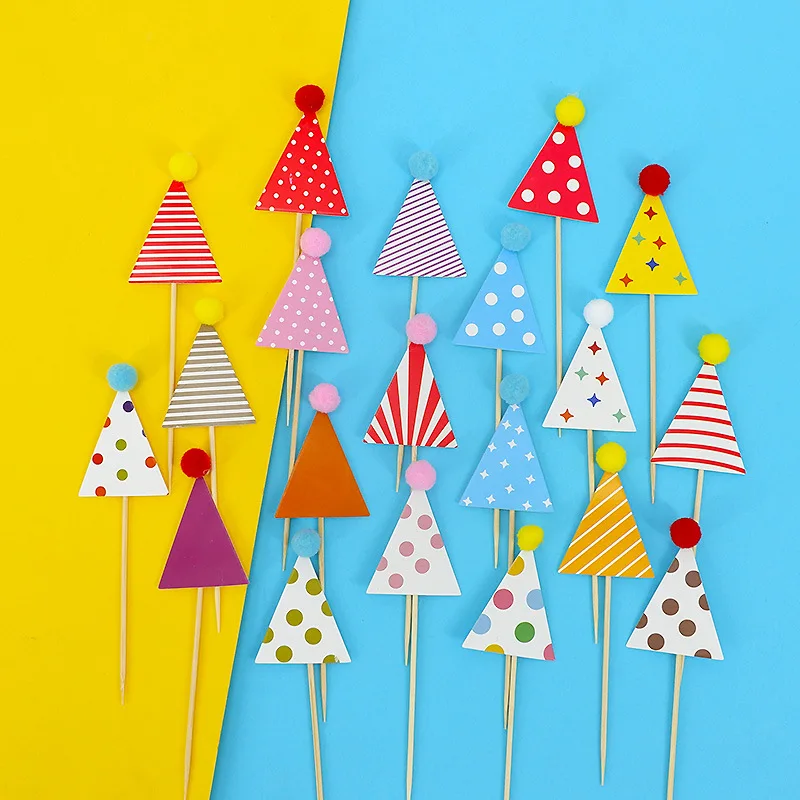 

Happy Birthday Cake Topper Cake Decoration DIY Birthday Hat Insert Wedding Party Baby Shower Dessert Decor Baking Supplies