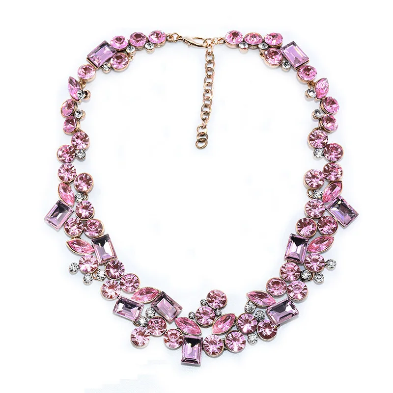 Ожерелье из сплава с инкрустацией красочные блестящие стразы циркониевая