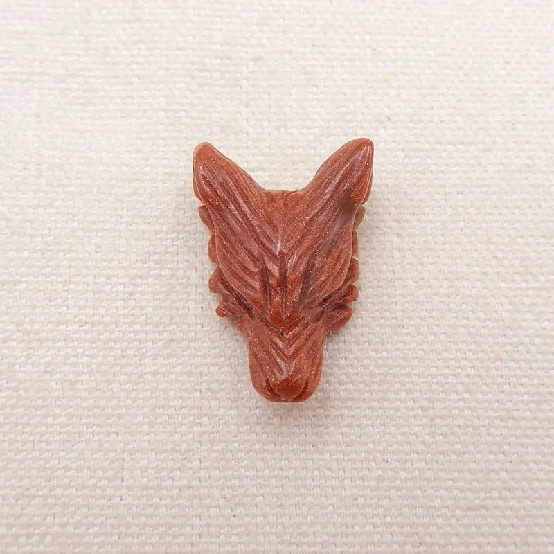 

Handmade Animal DIY Jewelry 29x21x11mm 6g Red Sand Sun Sitara Pendant Carved Wolf Head Jewellery Accessories