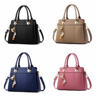 fashion women handbags tassel pu leather totes bag top handle embroidery crossbody bag shoulder bag lady simple style hand bag