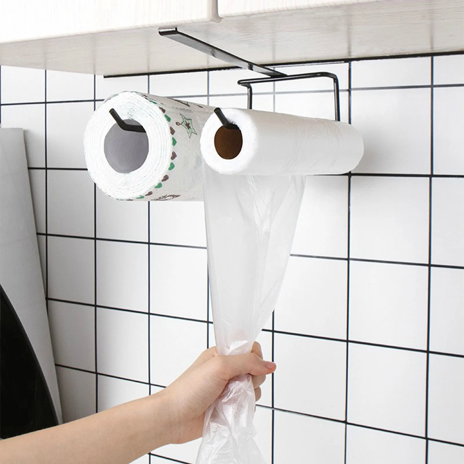 

Roll Paper Holder for Kitchen Toilet Punch Free Wall Mount Towel Rack Household YG