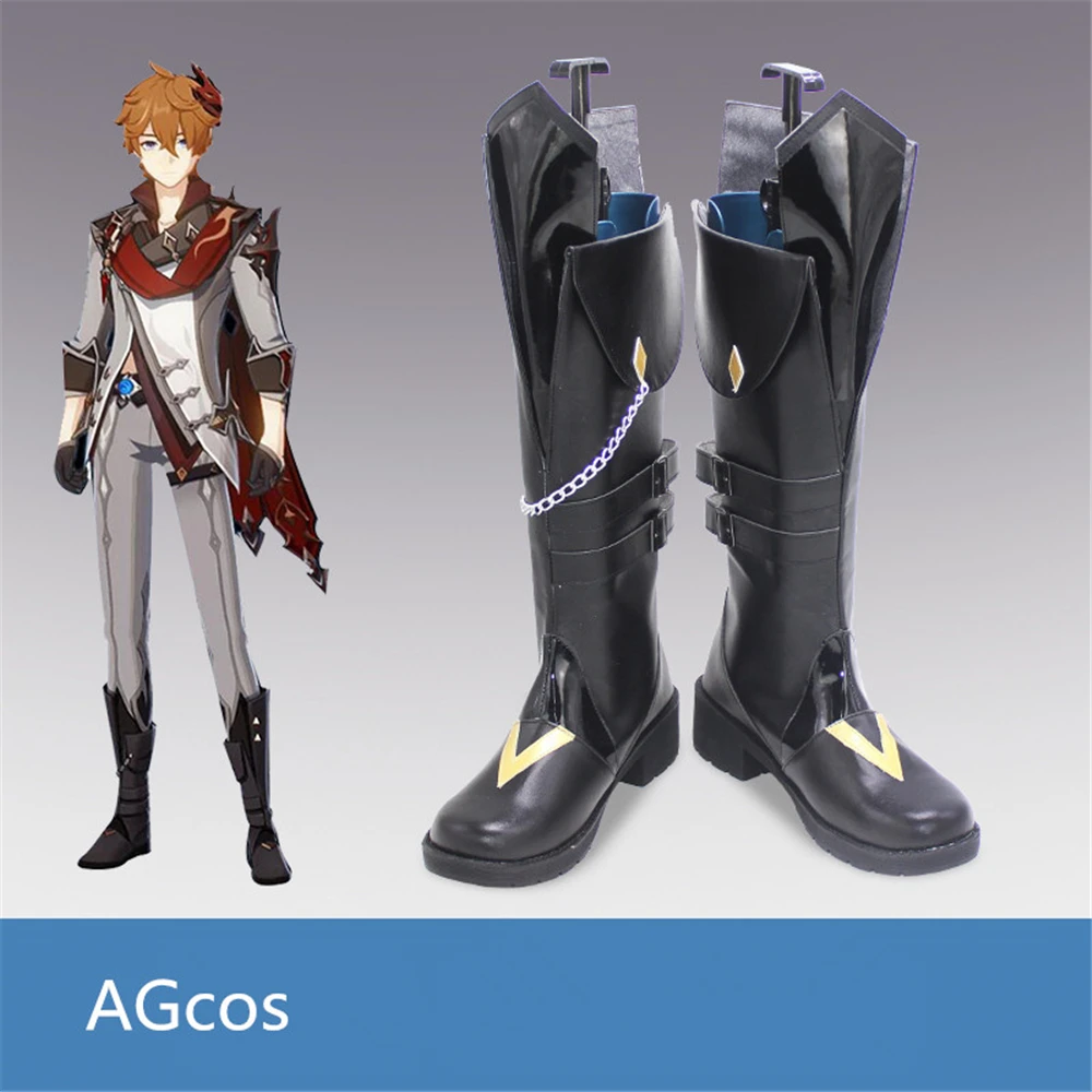

AGCOS Genshin Impact Tartaglia Cosplay Shoes Male Christmas Cos Boots