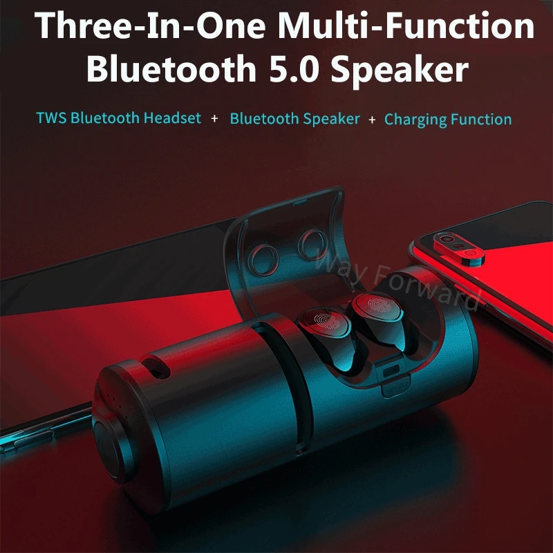 Online جديد TWS سماعة لاسلكية تعمل بالبلوتوث سماعة مقاوم للماء مضخم صوت المتكلم شحن امدادات الطاقة 3 في 1 سماعات الهاتف الذكي سماعات اللمس