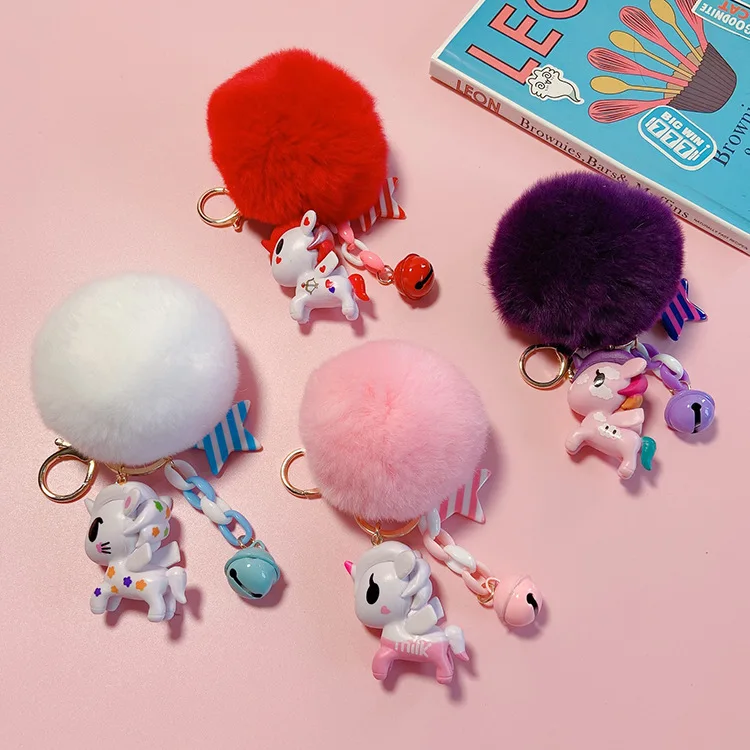

2021 Cartoon Silicone Unicorn Keychain Men And Women Creative Personality Car Key Chains Cute Doll Bread Pack Plush Hand