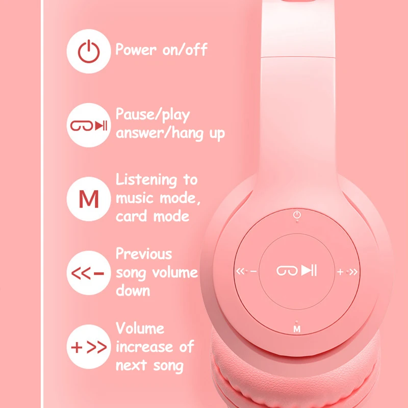 Беспроводные наушники кошачьи уши с микрофоном Bluetooth светящиеся светильник кие