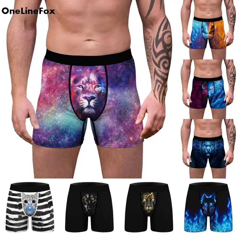 Трусы-боксеры OneLineFox мужские нижнее белье с объемным принтом животных выпуклым