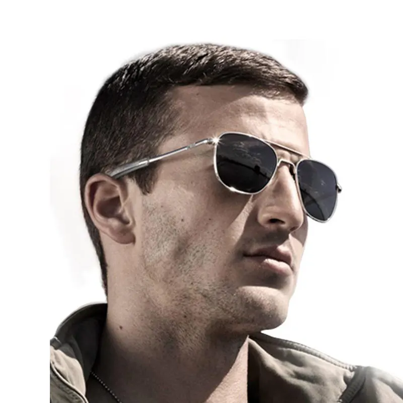 

New Top Quality Metal Brand Design Classic Sunglasses Men Military Army Pilot Style Polarized 52mm Sunglasses