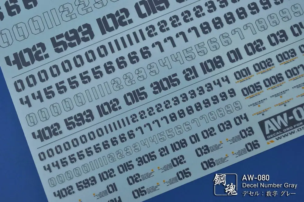 

Modeling Upgraded Accessory White&Gray Decal Number (AW-080/AW-081/AW-082/AW-083) for Gundam