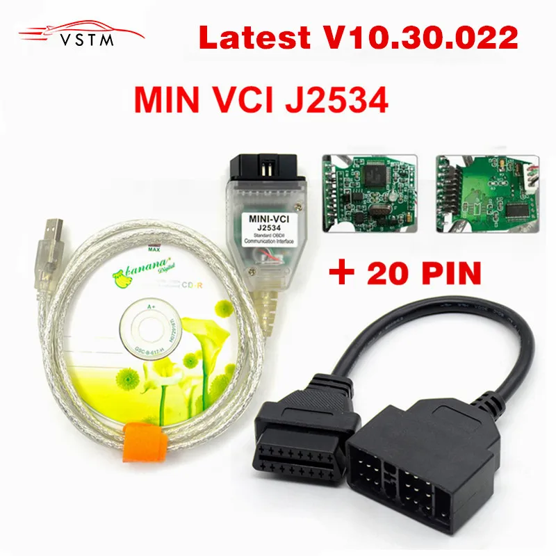MINI VCI V10.30.022 интерфейс для TOYOTA TIS Techstream J2534 OBD2 OBDII Диагностический кабель 22PIN