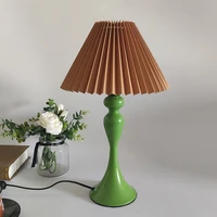 bedside lamps japan style green table lamps with white brown pleated fabric shade elegant nightstand lamps decoration for women